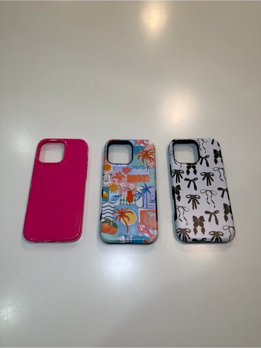 Phone 16 Pro Max Cases Bundle - Pink, Tropical Print, Black Bow Print